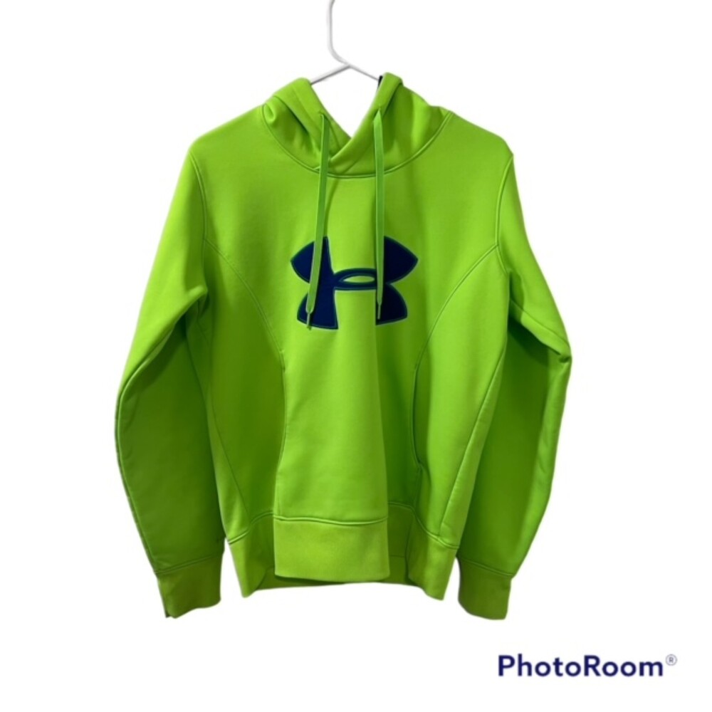 Under Armour Womens M Neon Green ColdGear Fleece Semi Fitted Pullover Hoodie